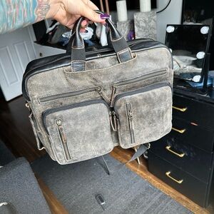 Wilsons Leather Distressed Brown Canvas Briefcase/backpack